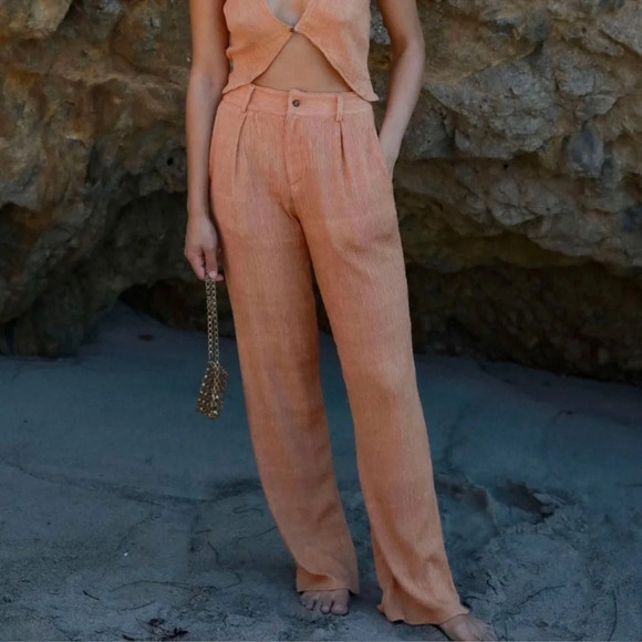 Savannah Morrow the Label Hali Pants Sandstone NWT Beach Resort Vacation Travel